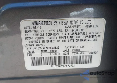 2014 Infiniti Q50 Premium z USA, uszkodzony, nr VIN JN1BV7APXEM672522